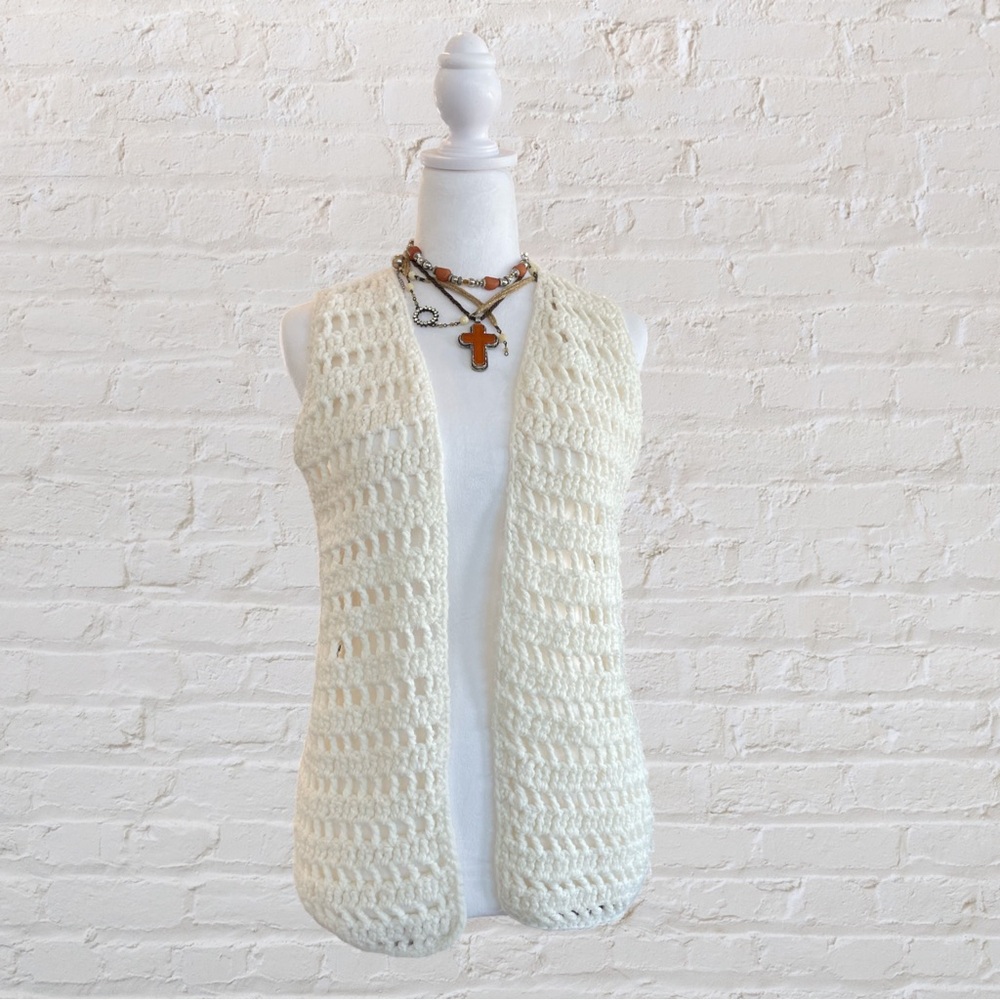 White crochet vest